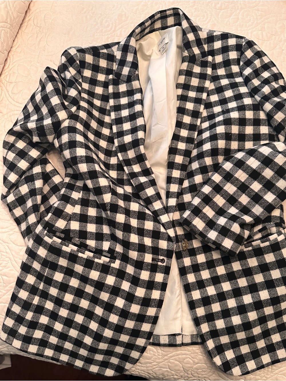 J. Crew Black and White Gingham Blazer